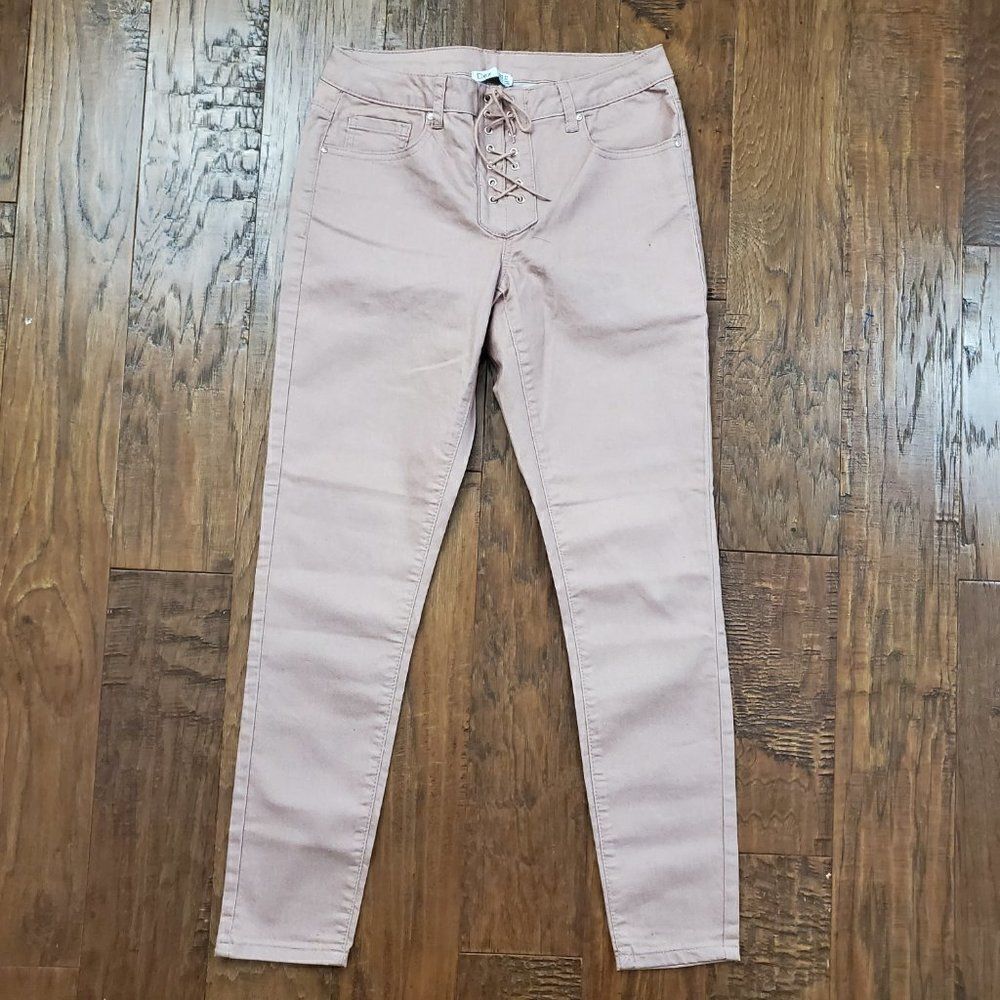 Dex Pink Lace Front Pink Rose Skinny Jeans 29 NEW
